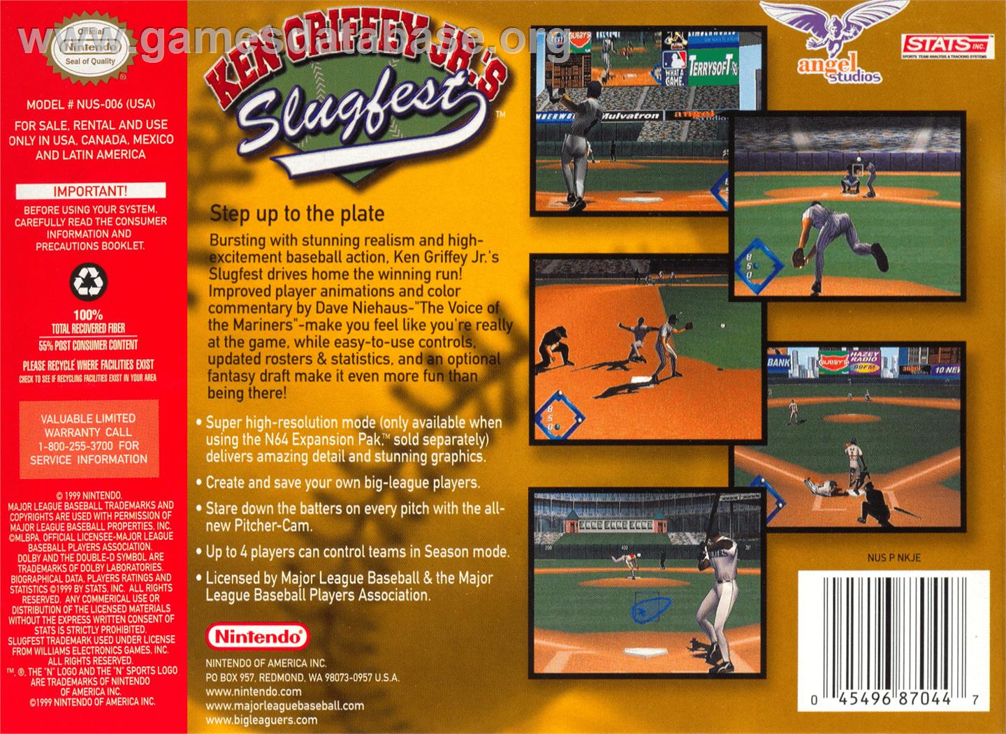 Ken Griffey Jr.'s Slugfest - Nintendo N64 - Artwork - Box Back