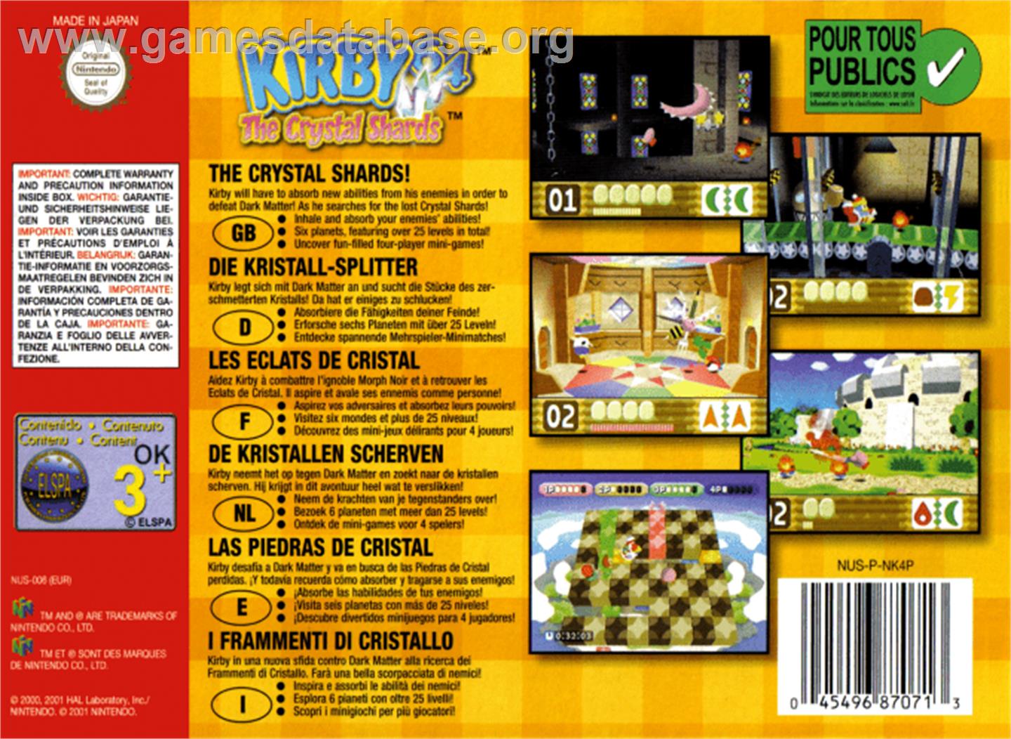 Kirby 64: The Crystal Shards - Nintendo N64 - Artwork - Box Back