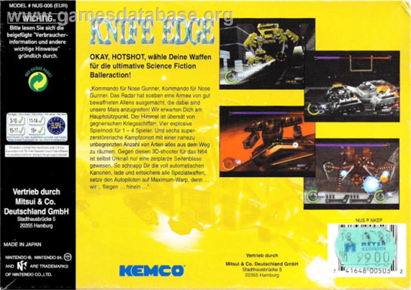 Knife Edge: Nose Gunner - Nintendo N64 - Artwork - Box Back