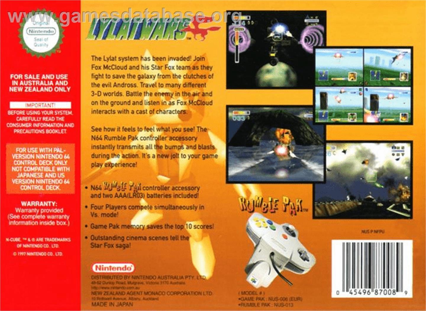 Lylat Wars - Nintendo N64 - Artwork - Box Back