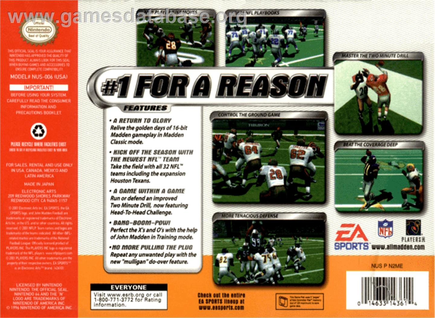 Madden NFL 2002 - Nintendo N64 - Artwork - Box Back