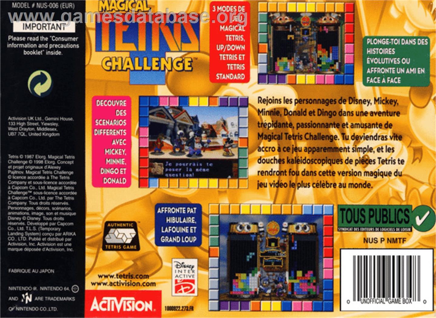 Magical Tetris Challenge - Nintendo N64 - Artwork - Box Back