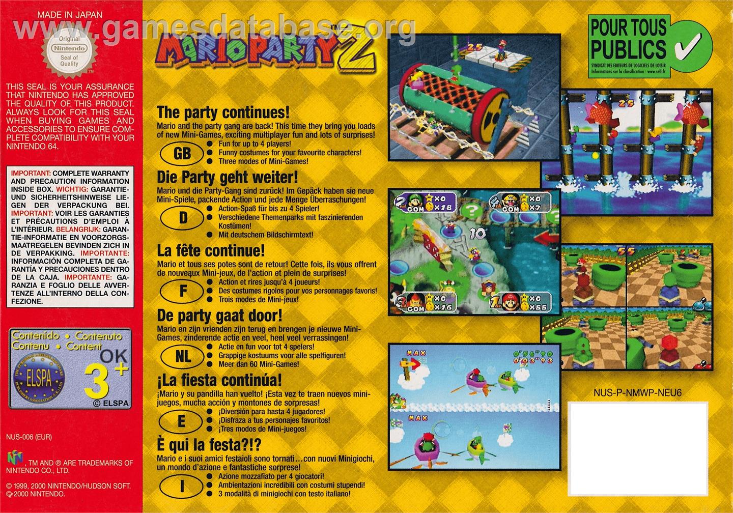 Mario Party 2 - Nintendo N64 - Artwork - Box Back