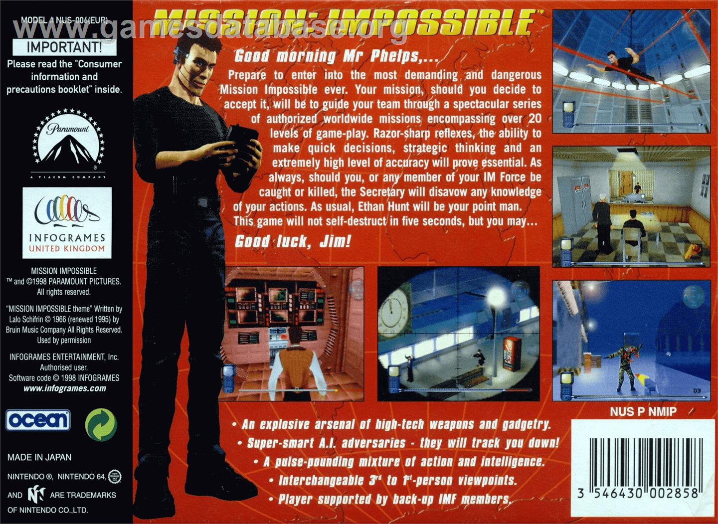 Mission Impossible - Nintendo N64 - Artwork - Box Back