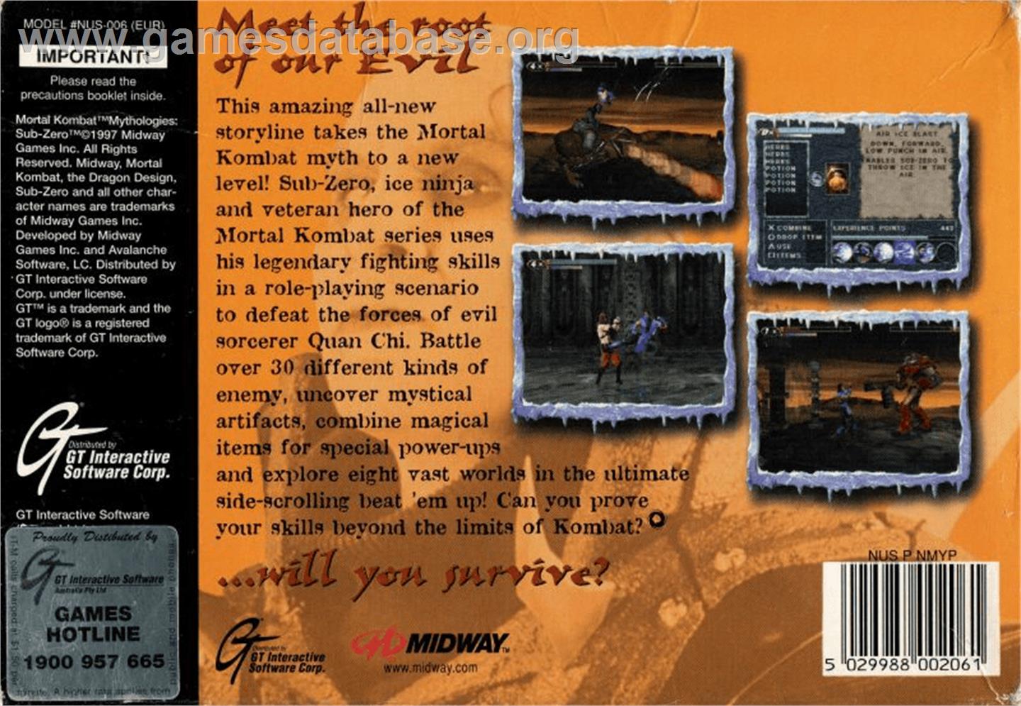 Mortal Kombat Mythologies: Sub-Zero - Nintendo N64 - Artwork - Box Back