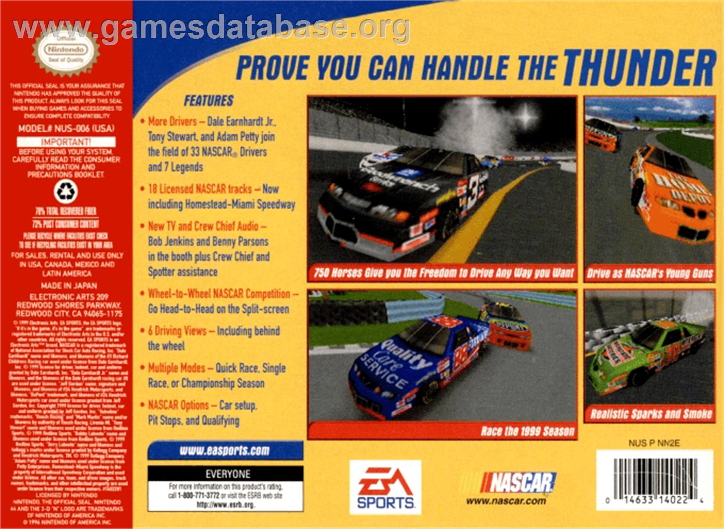 NASCAR 2000 - Nintendo N64 - Artwork - Box Back