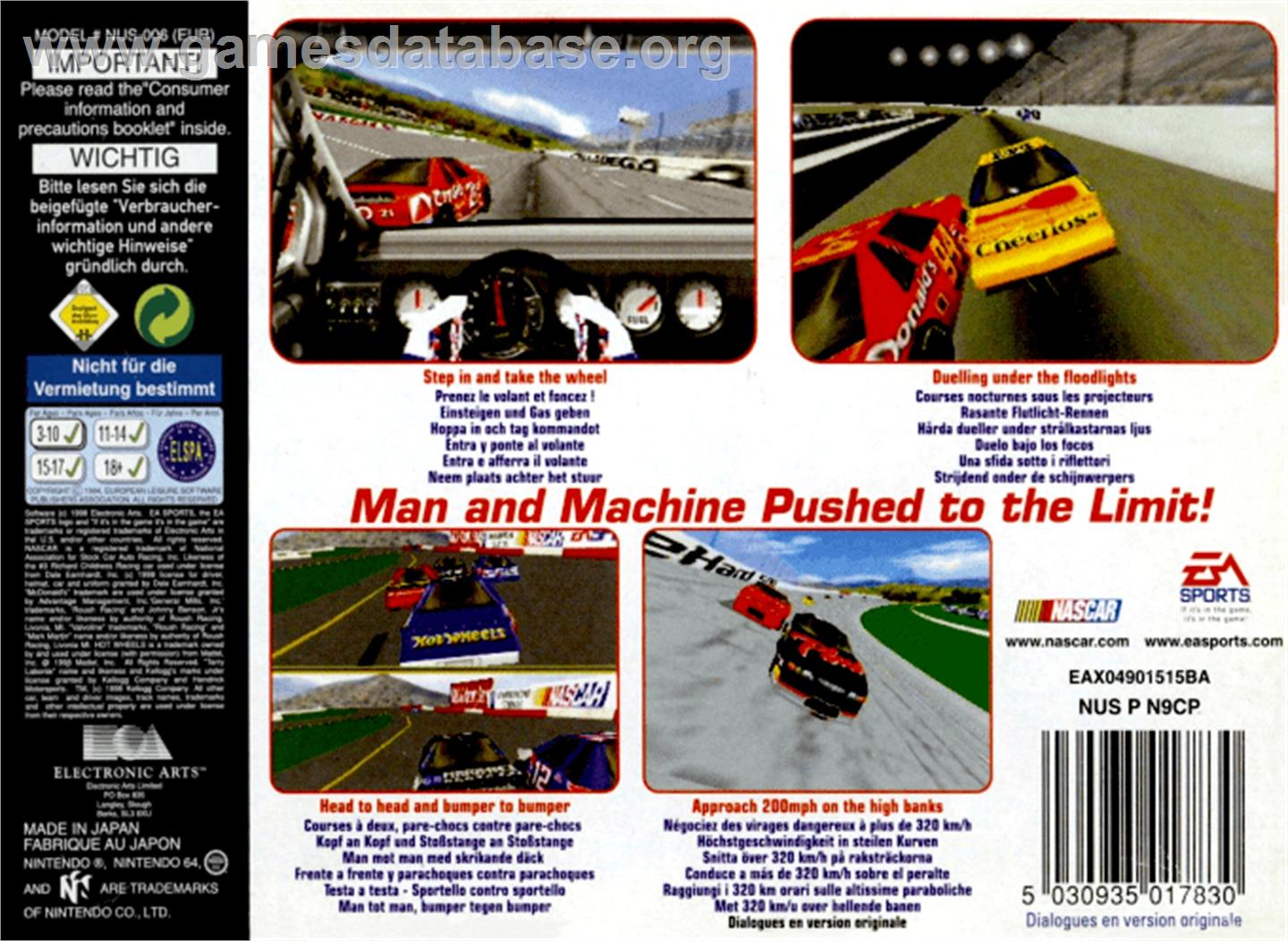 NASCAR 99 - Nintendo N64 - Artwork - Box Back
