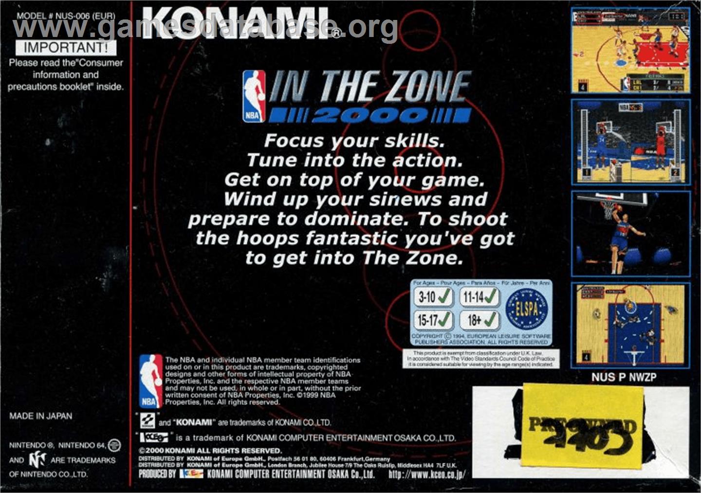 NBA: In the Zone 2000 - Nintendo N64 - Artwork - Box Back