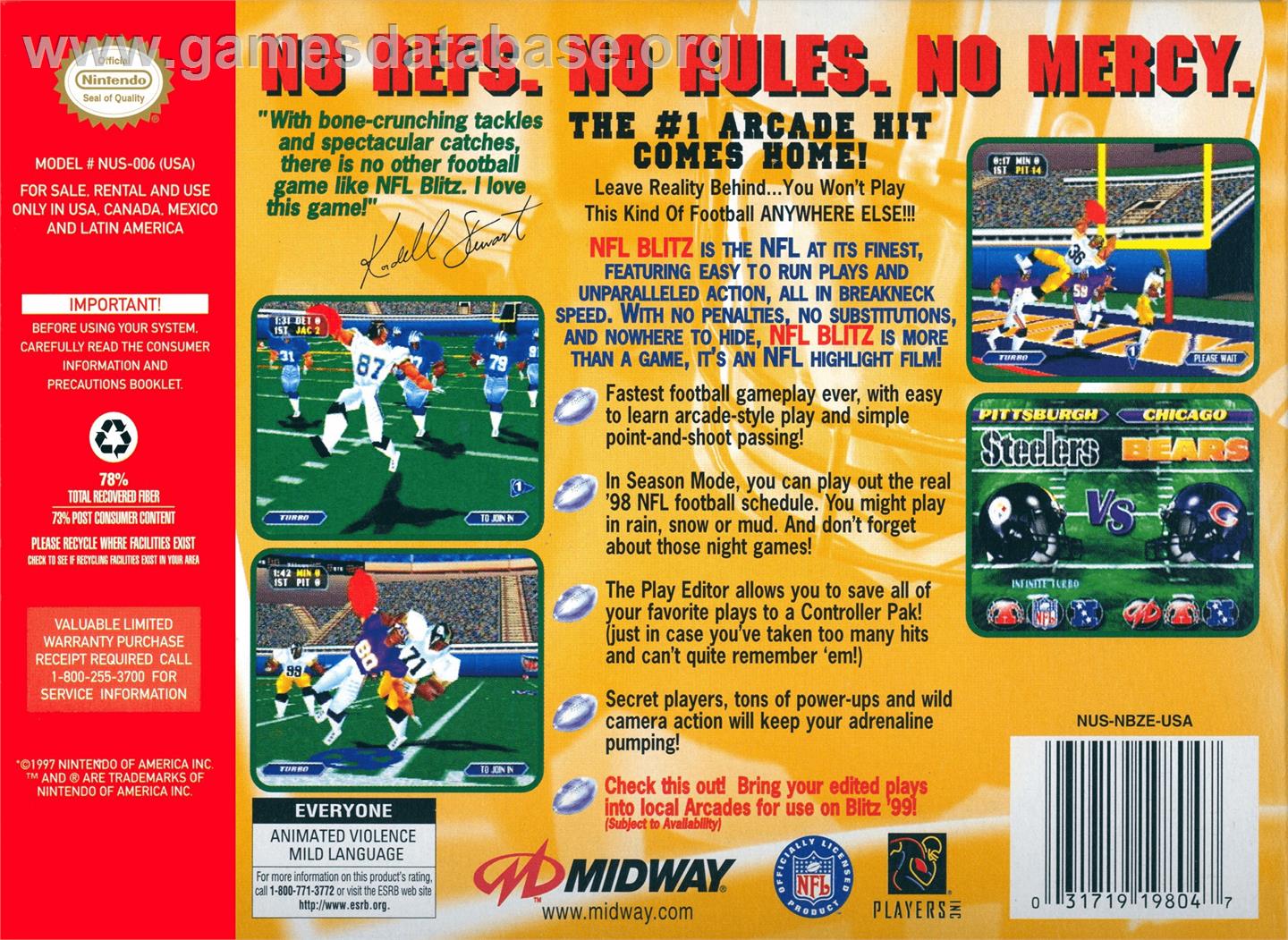 NFL Blitz - Nintendo N64 - Artwork - Box Back