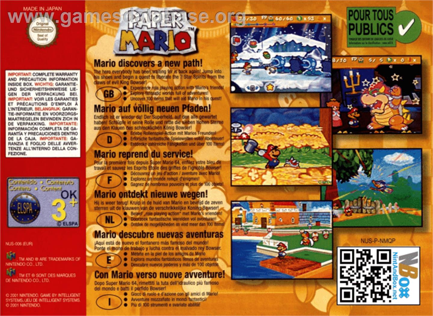 Paper Mario - Nintendo N64 - Artwork - Box Back