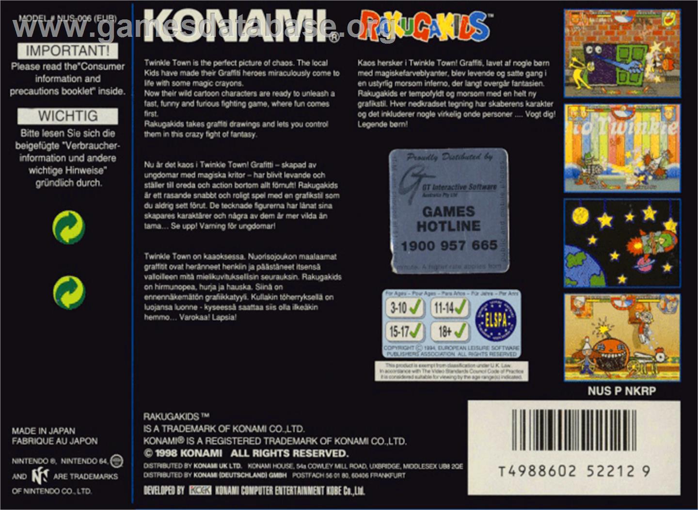 Rakugakids - Nintendo N64 - Artwork - Box Back