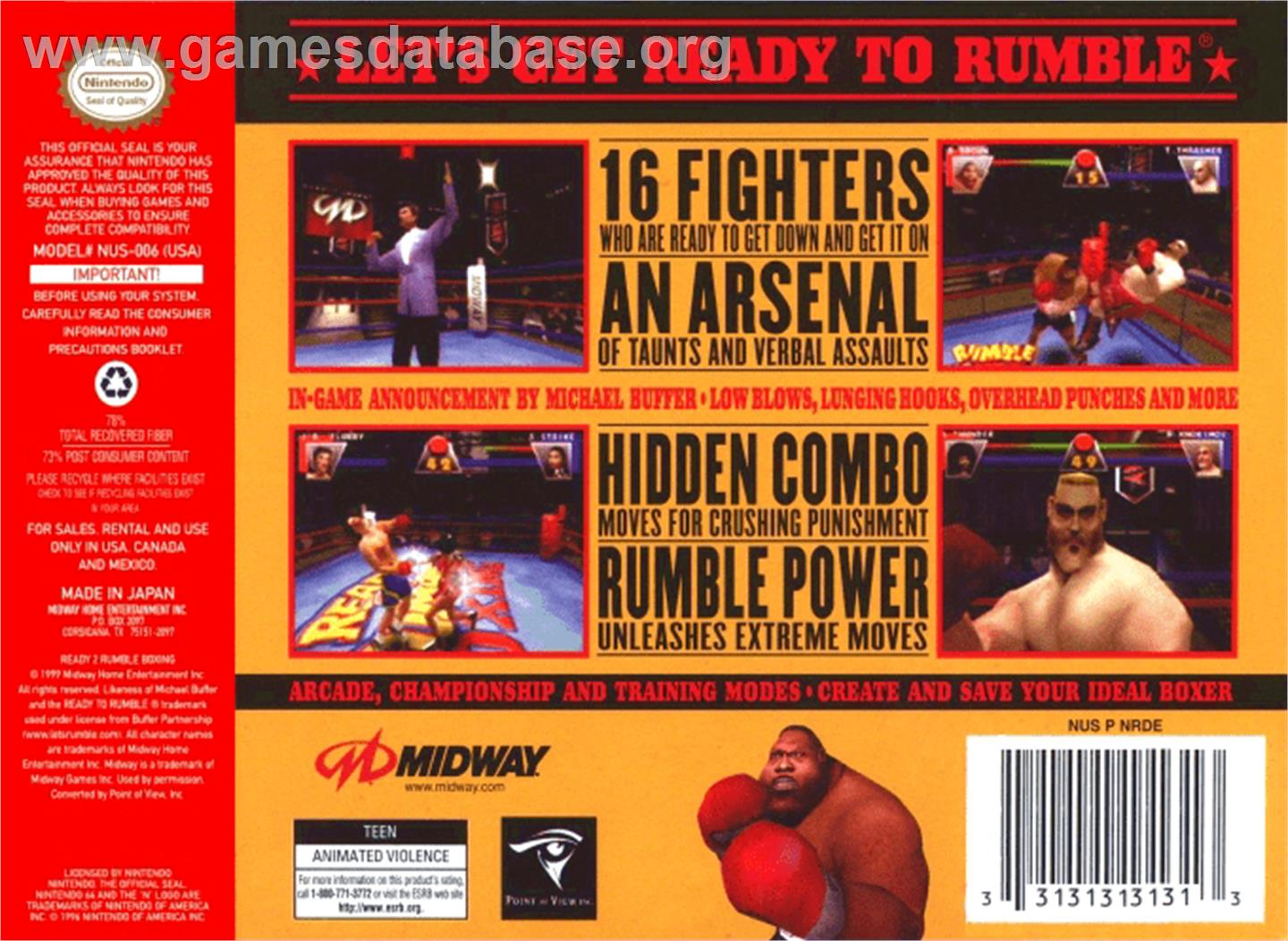 Ready 2 Rumble Boxing: Round 2 - Nintendo N64 - Artwork - Box Back