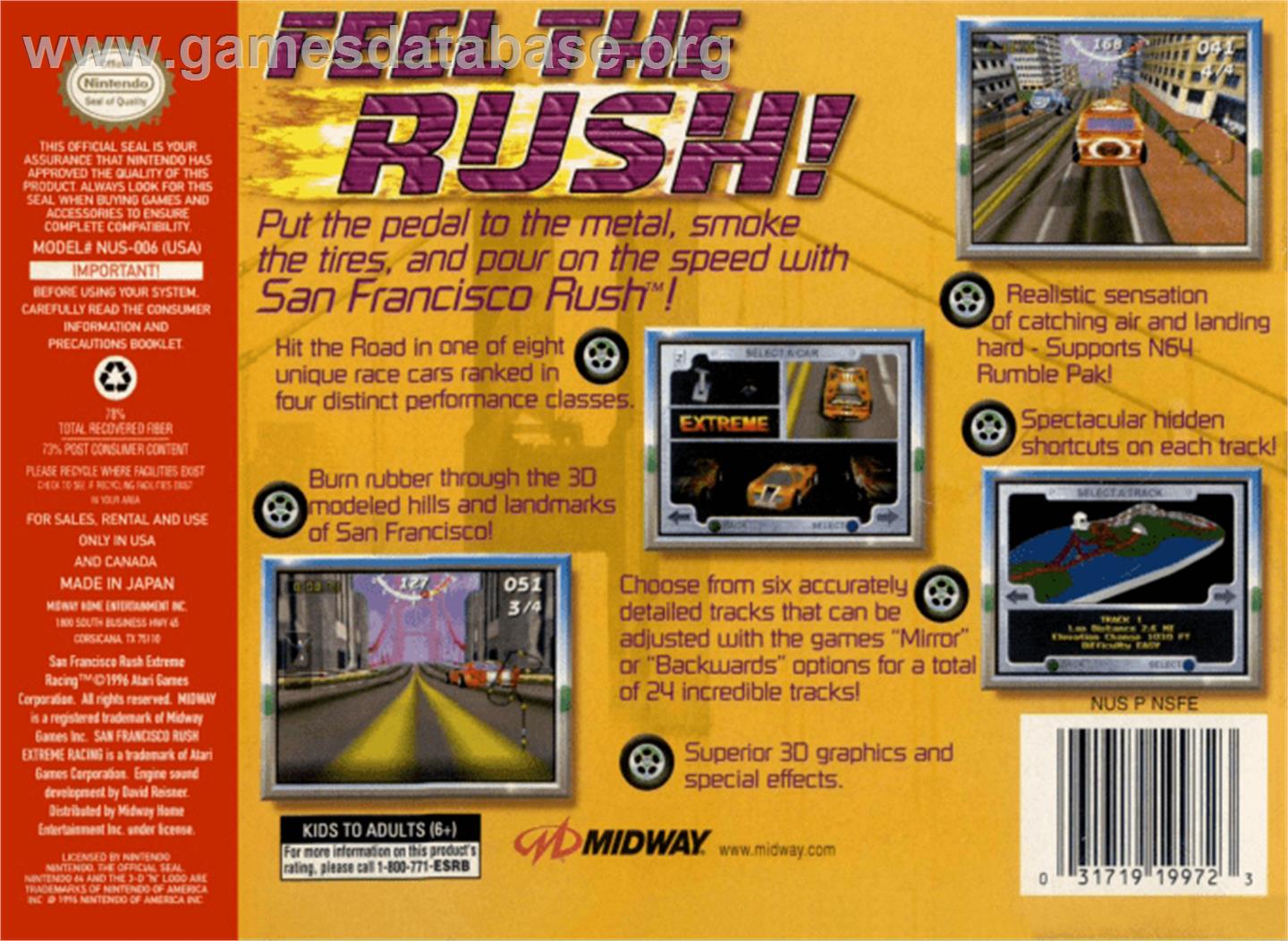 San Francisco Rush: Extreme Racing - Nintendo N64 - Artwork - Box Back