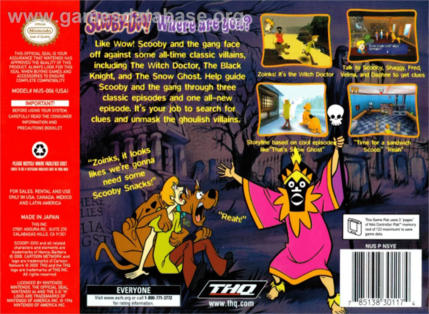 Scooby Doo! Classic Creep Capers - Nintendo N64 - Artwork - Box Back