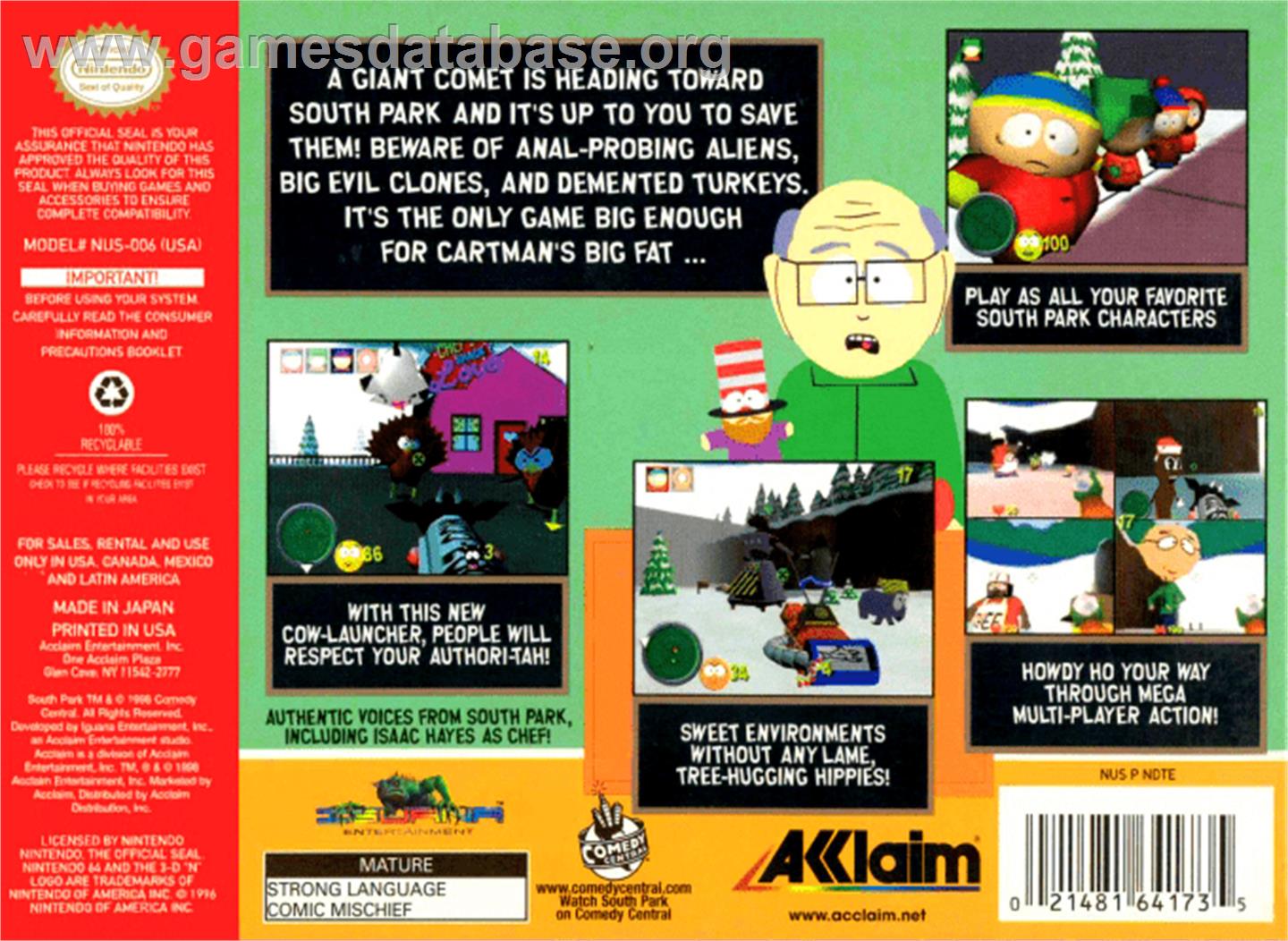 South Park - Nintendo N64 - Artwork - Box Back