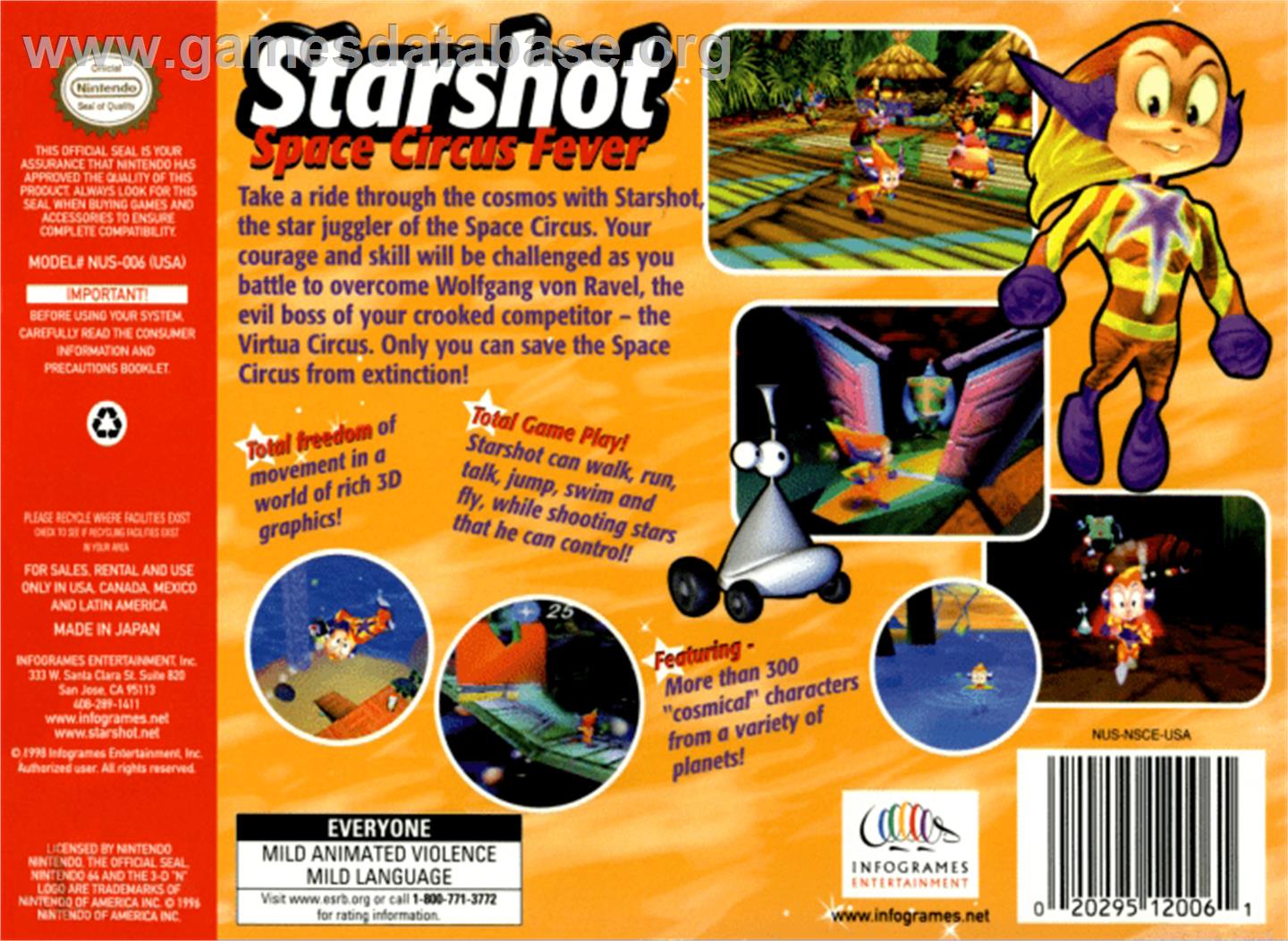 Starshot: Space Circus Fever - Nintendo N64 - Artwork - Box Back