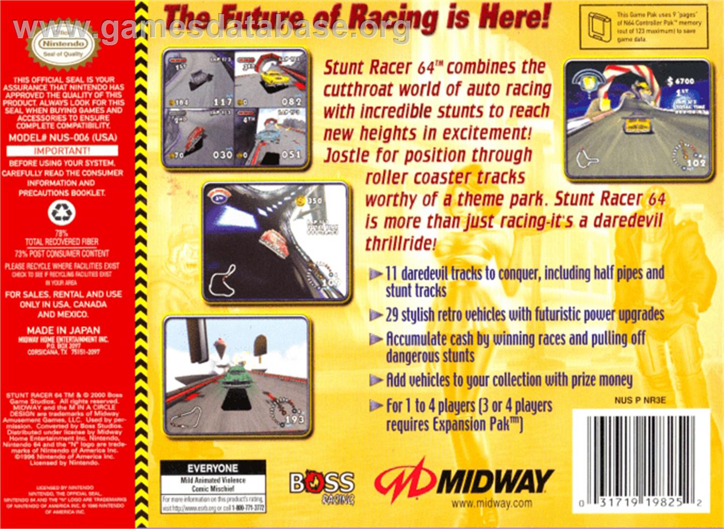Stunt Racer 64 - Nintendo N64 - Artwork - Box Back