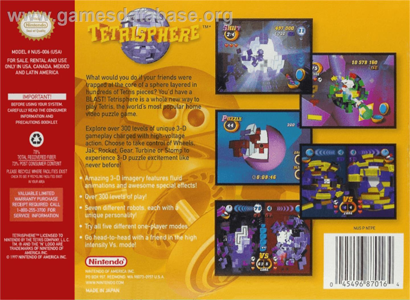 Tetrisphere - Nintendo N64 - Artwork - Box Back