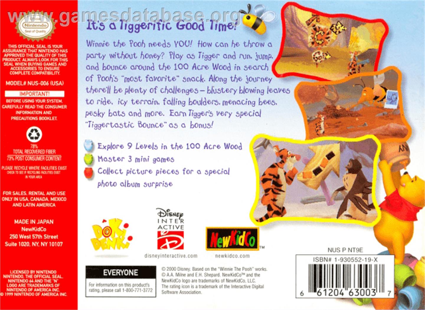 Tigger's Honey Hunt - Nintendo N64 - Artwork - Box Back