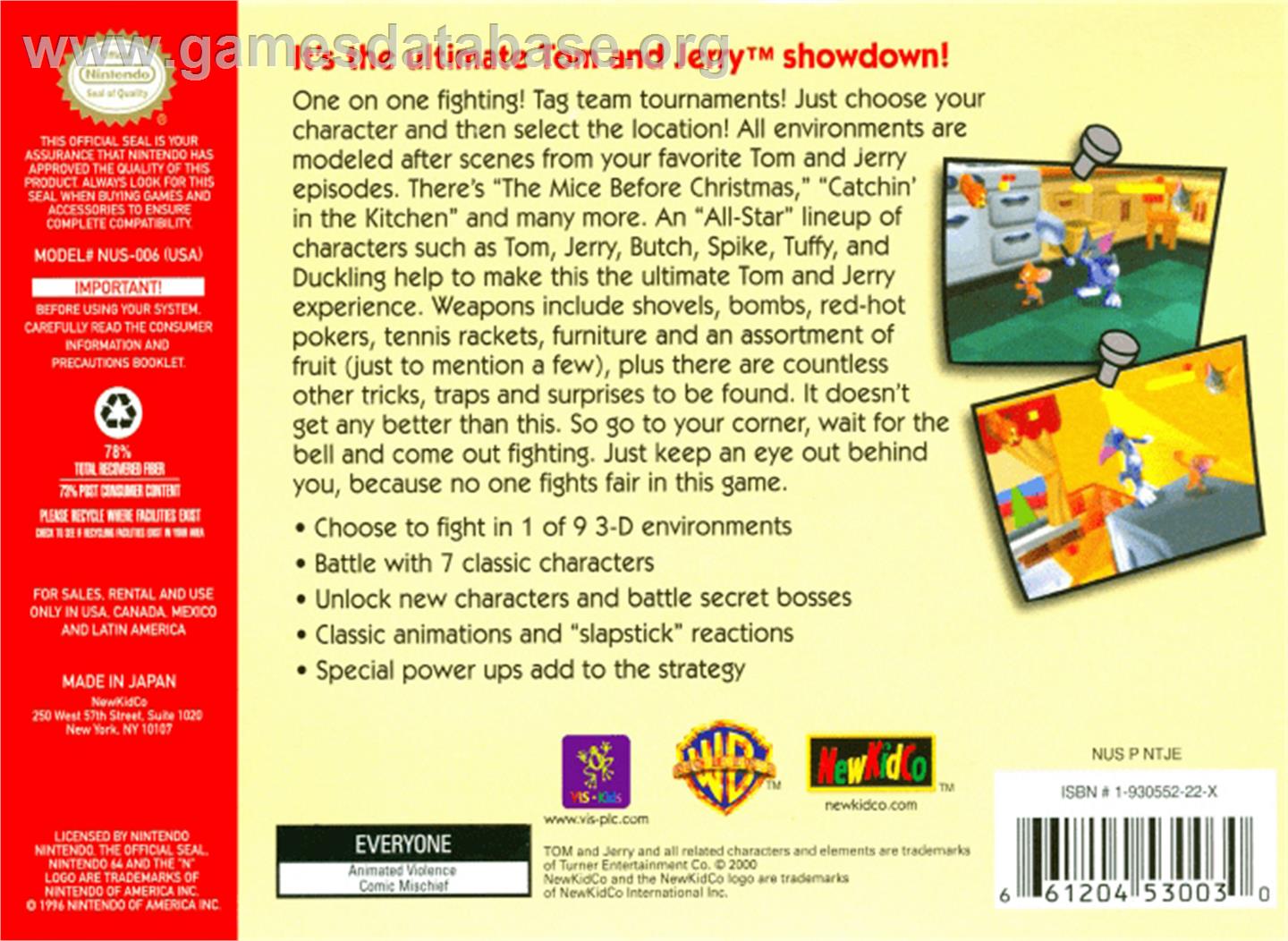 Tom and Jerry: Fists of Furry - Nintendo N64 - Artwork - Box Back