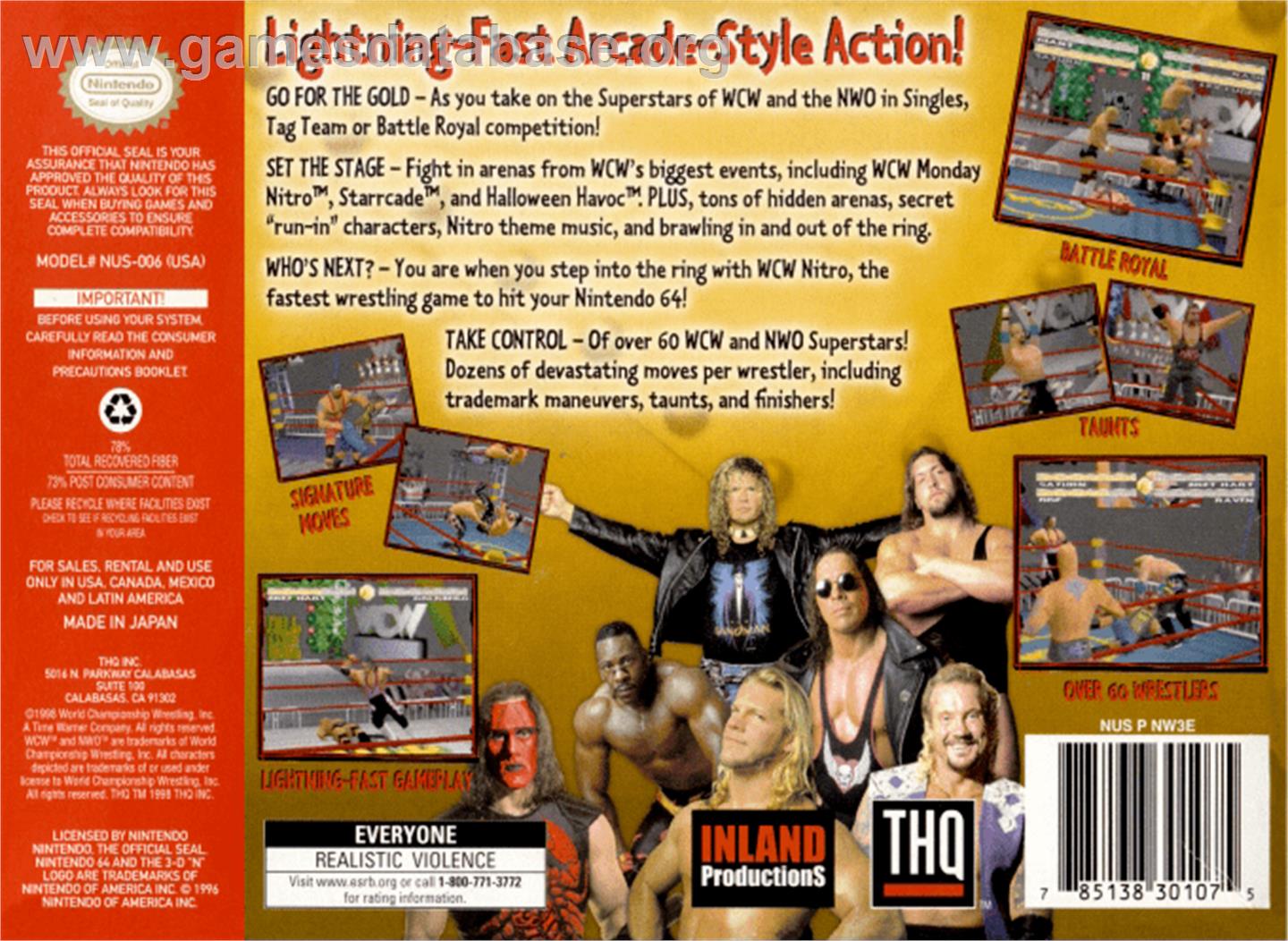 WCW Nitro - Nintendo N64 - Artwork - Box Back