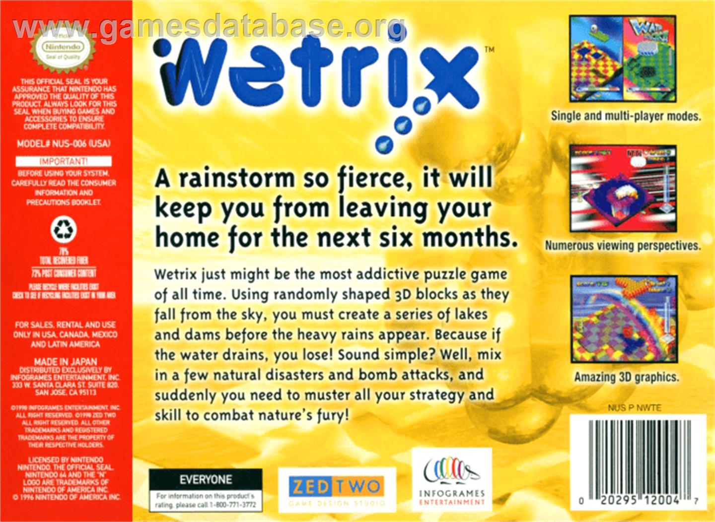 Wetrix - Nintendo N64 - Artwork - Box Back