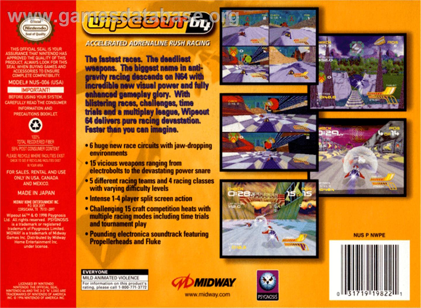 Wipeout 64 - Nintendo N64 - Artwork - Box Back