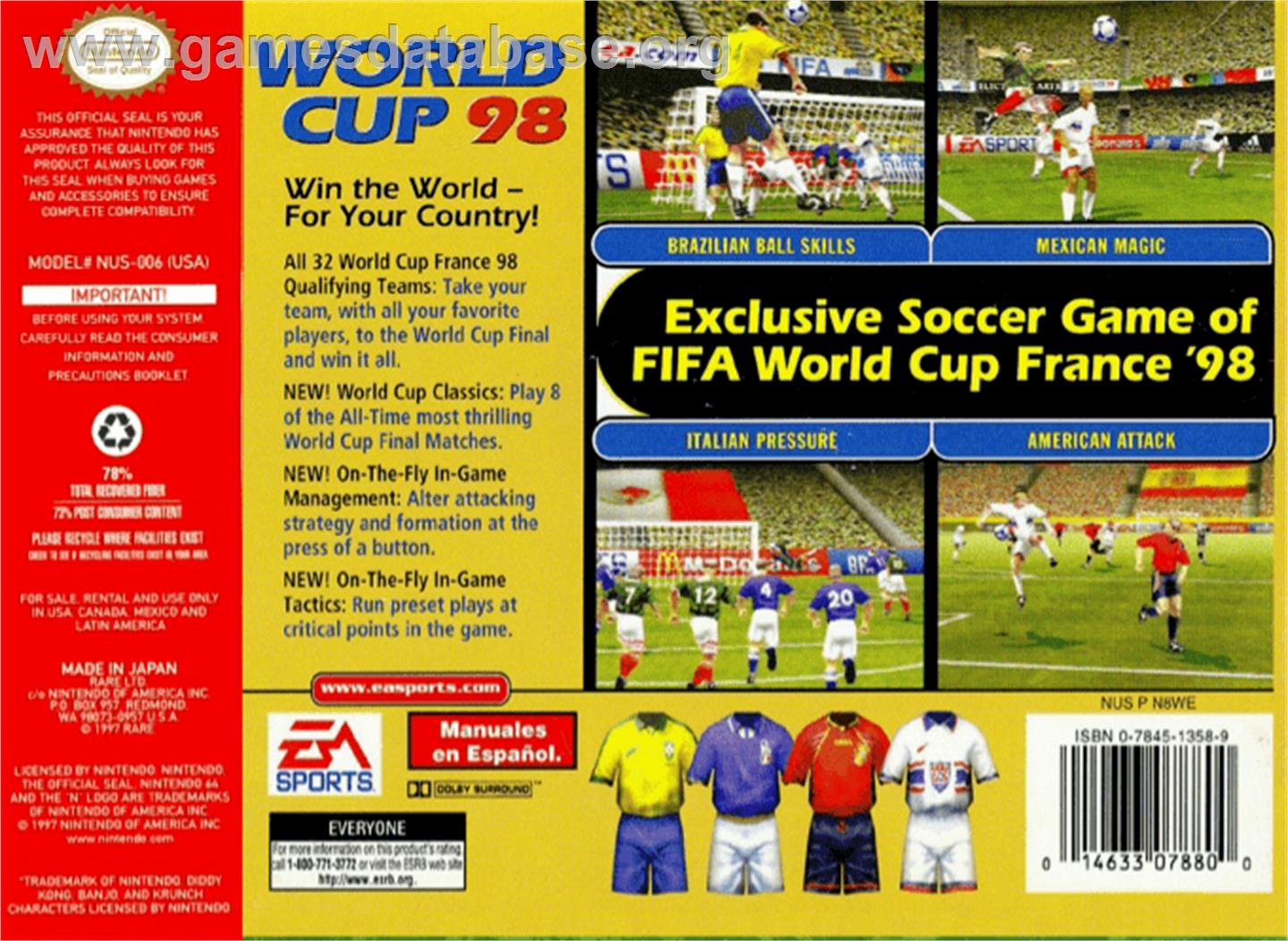 World Cup 98 - Nintendo N64 - Artwork - Box Back