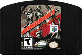 Cartridge artwork for Armorines: Project S.W.A.R.M. on the Nintendo N64.
