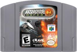 Cartridge artwork for Asteroids Hyper 64 on the Nintendo N64.