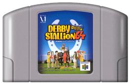 Cartridge artwork for Derby Stallion 64 on the Nintendo N64.