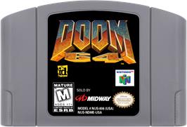 Cartridge artwork for Doom 64 on the Nintendo N64.