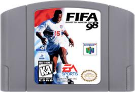 Cartridge artwork for FIFA 98: Road to World Cup on the Nintendo N64.