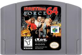 Cartridge artwork for Fighting Force 64 on the Nintendo N64.