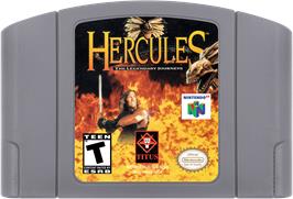 Cartridge artwork for Hercules: The Legendary Journeys on the Nintendo N64.