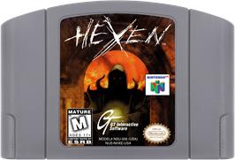 Cartridge artwork for Hexen on the Nintendo N64.