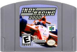 Cartridge artwork for Indy Racing 2000 on the Nintendo N64.