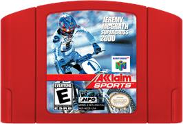 Cartridge artwork for Jeremy McGrath Supercross 2000 on the Nintendo N64.