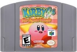 Cartridge artwork for Kirby 64: The Crystal Shards on the Nintendo N64.