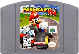 Cartridge artwork for Mario Kart 64 on the Nintendo N64.