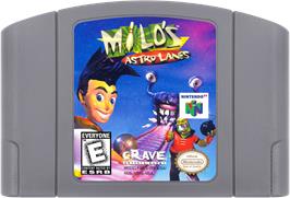 Cartridge artwork for Milo's Astro Lanes on the Nintendo N64.