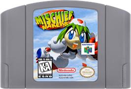 Cartridge artwork for Mischief Makers on the Nintendo N64.