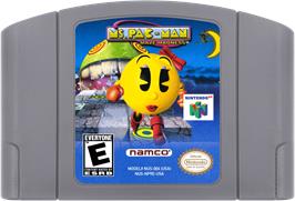 Cartridge artwork for Ms. Pac-Man Maze Madness on the Nintendo N64.