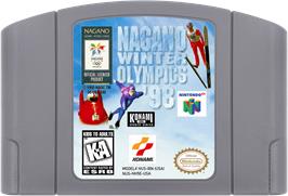 Cartridge artwork for Nagano Winter Olympics '98 on the Nintendo N64.