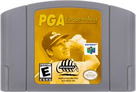 Cartridge artwork for PGA European Tour on the Nintendo N64.