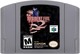Cartridge artwork for Resident Evil 2 on the Nintendo N64.