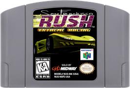 Cartridge artwork for San Francisco Rush: Extreme Racing on the Nintendo N64.