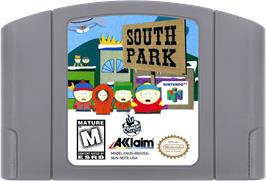 Cartridge artwork for South Park: Chef's Luv Shack on the Nintendo N64.