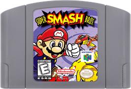 Cartridge artwork for Super Smash Bros. on the Nintendo N64.