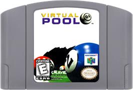 Cartridge artwork for Virtual Pool 64 on the Nintendo N64.